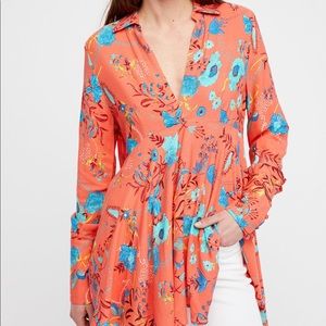 Free People Field of Butterflies Tunic in Orange